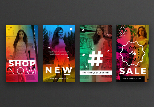 Social Media Story Layouts with Vivid Color Overlays