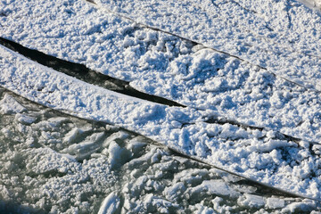 Ice, Godafoss, Myvatn, North Iceland, Iceland, Europe