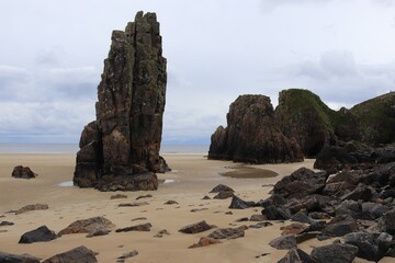 Fototapeta na wymiar rocks on the beach - Grry Beach, Isle of Lewis, Scotland