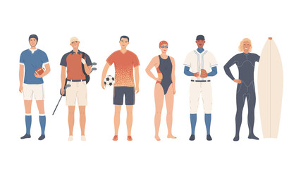 Obraz premium A group of sportsmen. Team and individual sports.