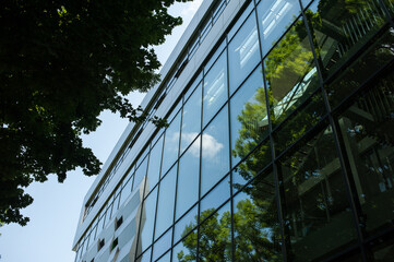 Fototapeta na wymiar Modern building with glass and aluminum facade