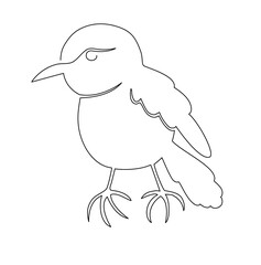One line drawing of a bird in profile.  Trendy continuous line animal mascot concept for icon. Drawing isolated on a white background. Single line stock vector illustration.