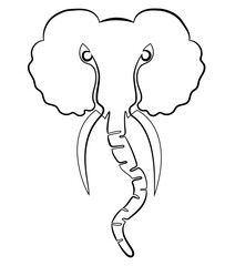 One line drawing of an elephant. Trendy continuous line animal mascot concept for icon. Drawing isolated on a white background. Single line stock vector illustration.