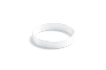 Blank white silicone wristband mockup, side view