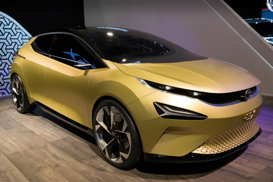 GENEVA, SWITZERLAND - MARCH 6, 2018: Tata 45X premium hatchback car showcased at the 88th Geneva International Motor Show.