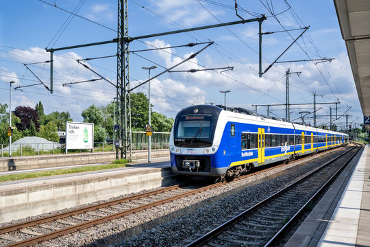 BREMEN, GERMANY - JUNE 22, 2020: NordWestBahn Alstom Coradia Continental train at Bremen-Burg station
