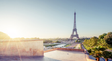 Eiffel Tower at sunrise, Paris, France