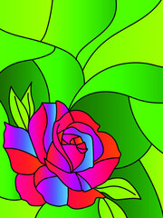 Rose Stained glass graphic trendy beautiful colorful graphic trendy background.