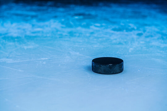 Hockey puck on ice