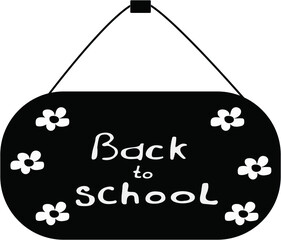 There's a sign on the door: "back to school."vector illustration in a cute hand-drawn style. Back to school Doodle isolated on white background .