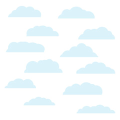 Blue bubbles cloud. Isolated Cartoon flat illustration. White sky and good summer weather