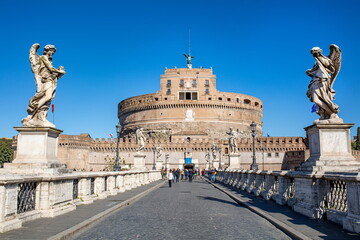 Frontal view of the Castel Sant'Angelo in Rome, Italy
