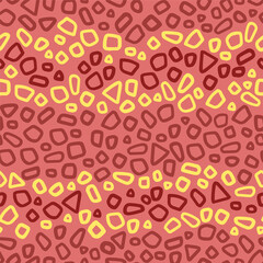 Abstract hand drawn vector seamless pattern. Simple background of random shapes. Bright colorful wallpaper isolated on transparent. Universal design for prints, wrapping, fabric, textile, ornament.