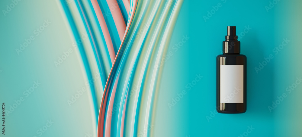 Poster minimal background for soft and smooth concept. green and pink cream ripple surface background. 3d r