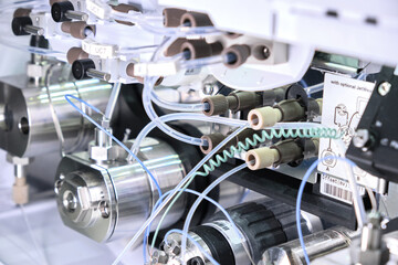 Binary pump in HPLC system. High performance liquid chromatography at chemical laboratory. 