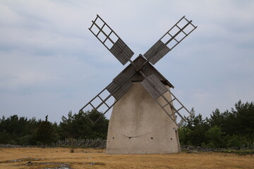 Fototapeta na wymiar Historic windmill on Gotland, Sweden