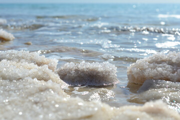 Naklejka na ściany i meble Dead Sea salt natural mineral formation at the Dead Sea 