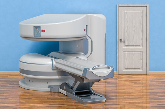 Open MRI Machine in room. 3D rendering