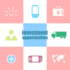 Business concept. words investment opportunities . Infographic dashboard ui interface template