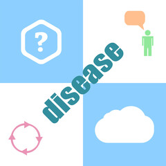 disease Text. Business concept . Can be used for workflow layout, diagram, business step options, banner