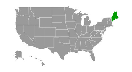 Obraz na płótnie Canvas Maine on USA map