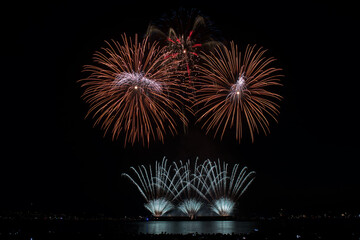 Night Fireworks over the sea