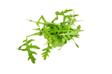 Green arugula or rucola salad isolated on white background