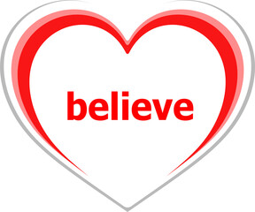 Text believe. Social concept