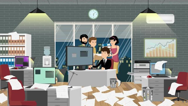 Office Manager Stressed by His Employees Cartoon