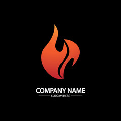 Abstract Fire Flame logo template on black background. Corporate branding identity