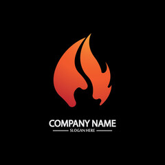 Abstract Fire Flame logo template on black background. Corporate branding identity