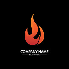 Abstract Fire Flame logo template on black background. Corporate branding identity