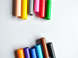 Fototapeta na wymiar colored pencils in a box