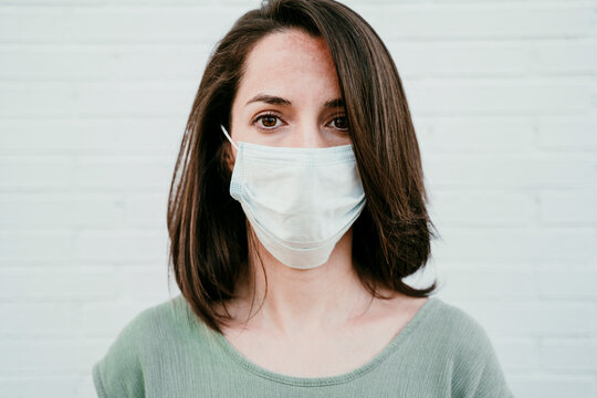 Portrait of woman wearing protective mask