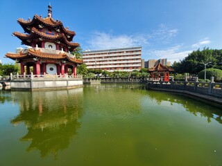 Pagoda in a park in Asia