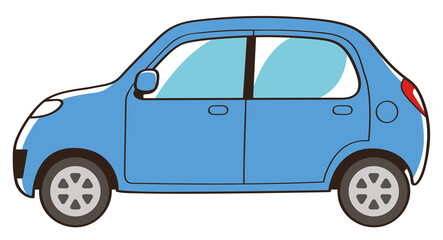 横からみた青い自動車