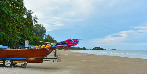 
On the shores of the sea there is a beautiful blue sky, golden sand and the sea breeze.