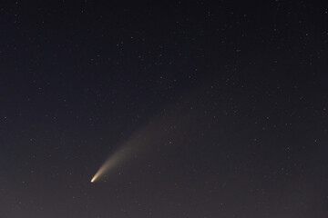Obraz na płótnie Canvas Neowise Comet and its long dust tail after dusk