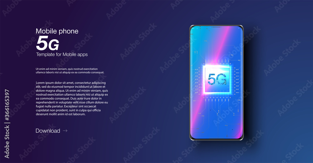 Poster 5g new wireless internet wifi connection. smart city or intelligent building isometric vector concep
