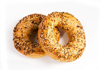 bagels on  white background
