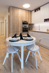 Interior of kitchen in modern apartment