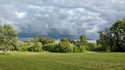 Menacing clouds with tree