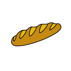 bread doodle icon, vector color line illustration