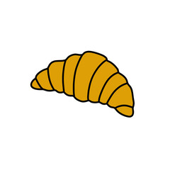 croissant doodle icon, vector color line illustration