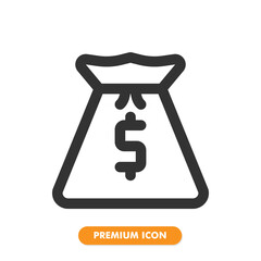 money bag icon isolated on white background. for your web site design, logo, app, UI. Vector graphics illustration and editable stroke. EPS 10.