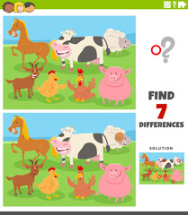 differences educational game with farm animals