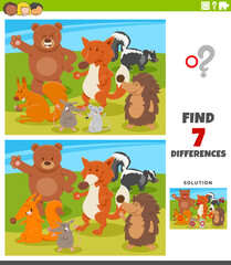 differences educational game with wild animals