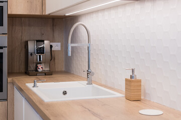 Interior of kitchen in modern apartment