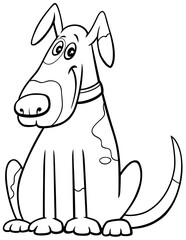 cartoon spotted dog in collar coloring book page