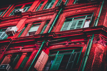 Red building in the city of India